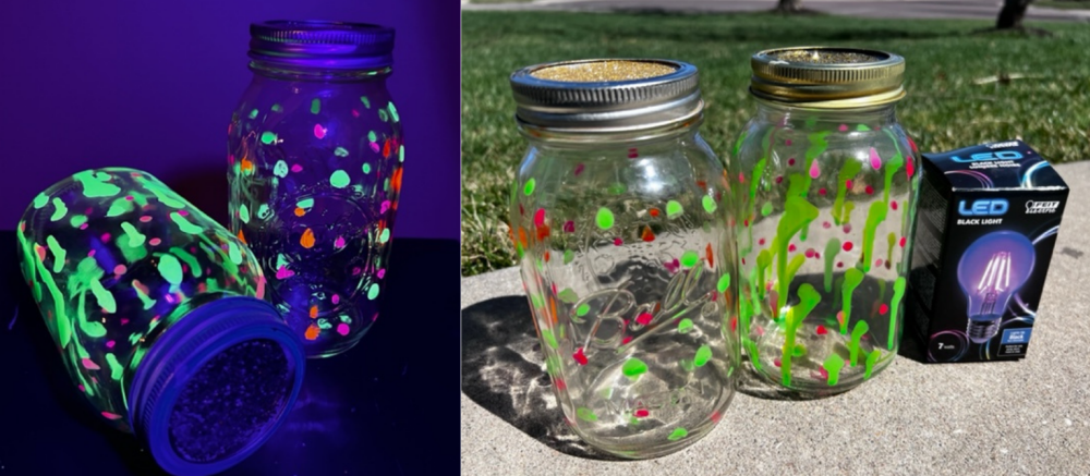 DIY Glow in the Dark Mason Jars - Sprinkled and Painted at KA Styles.co