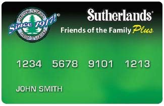 Sutherlands credit card promotion