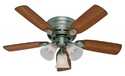 42-Inch 5-Blade Antique Pewter Low Profile Ceiling Fan With Lights