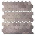 12-Inch X 4-Inch Peel And Stick Brushed Stainless Honeycomb Matted Metal Backsplash Tile, 3-Pack