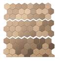 12-Inch X 4-Inch Peel And Stick Brushed Champagne Honeycomb Matted Metal Backsplash Tile, 3-Pack