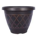 13-Inch Brown Round Lacis Planter With Gold Brush