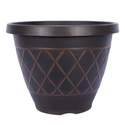 15-Inch Brown Round Lacis Planter With Gold Brush