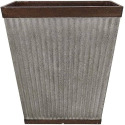 16-Inch Pleated Westlake Square Planter In Rustic Galvanized Finish With Zinc Rim