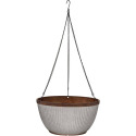 12-Inch Pleated Westlake Hanging Basket In Rustic Galvanized Finish With Zinc Rim