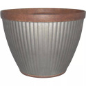 10-Inch Round Pleated Planter With Galvanized Finish And Zinc Rim