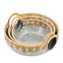 Metal & Bamboo Classic Nesting Baskets, Set Of 3