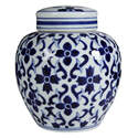 Medium Blue & White Aline Ginger Lidded Jar
