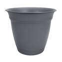 8-Inch Round Warm Gray Eclipse Planter With Attached Saucer