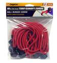 10-Inch Red Ball Bungee Cord With Cinch Sleeves, 12-Pack 