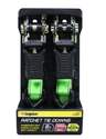 8-Foot Green Ratchet Tie Down Strap, 2-Pack 