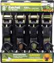 4 PC. 8 in CAMO RATCHET TIE-DOWNS; 1,300 LBS. RATED CAPACITY