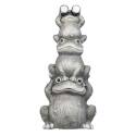 Solar Three Stack Frogs With LED Light Statue