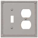 Imperial Bead Brushed Nickel 1-Toggle/1-Duplex Outlet Wallplate