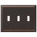 Century Aged Bronze Steel 3-Toggle Wall Plate