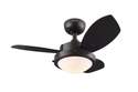 30-Inch Reversible 3-Blade Espresso Wengue Ceiling Fan With Light Kit