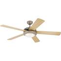 52-Inch Comet Brushed Pewter 5-Blade Indoor Ceiling Fan, Dimmable LED Light Fixture