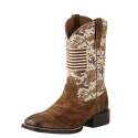 Sport Patriot Antique Mocha Suede Wide Square Toe Men's Western Boot, 12 D