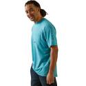 Rebar™ ClimateTEK™ Maui Blue Logo Short Sleeve Men's T Shirt, S