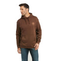 Brown American Flag Logo Long Sleeve Men's Hoodie, L