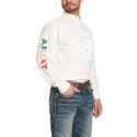 Ariat Men's Team Logo Twill Classic Fit White & Mexican Flag Size Large
