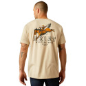 Natural Bronc Ridin Heritage Ariat Western Wear Since 1993 Logo Short Sleeve Men's T Shirt, XL