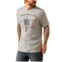 Grey Heather Longhorn Long Live Freedom Logo Short Sleeve Men's T Shirt, XL