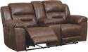 Stoneland Chocolate Manual Reclining Loveseat With Console