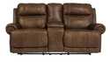 Austere Brown Double Reclining Loveseat With Console