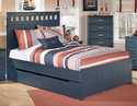Leo Blue Panel Bed With Trundle Set