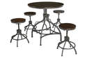 Odium - Brown Counter Height Table And Bar Stools, Set Of 5