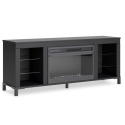 Cayberry BLack TV Stand With Fireplace