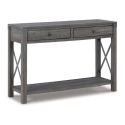 Freedan Grayish Brown 2-Drawer Console Sofa Table