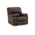 Leesworth Dark Brown Leather Power Recliner