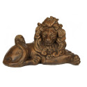 Espresso Small Lying Lion, 12" H x 19" W x 10" D