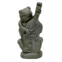 15-Inch Frog With Bass Statue In Cypress Finish