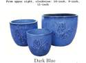 14-Inch Dark Blue Glazed Pot