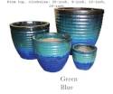 20-Inch Green Blue Glazed Beehive Pot