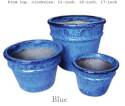 21-Inch Blue Glazed Decorative Rim Pot