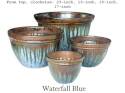 23-Inch Glazed Waterfall Blue Pot