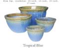23-Inch Tropical Blue Glazed Pot