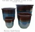 13-Inch Brown /Jade Green Glazed Pot