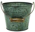 6-Inch Blue Patina Banded Planter With Handle
