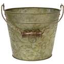 8-Inch Venetian Green Floral Planter With Handle 