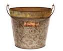 8-Inch Aged Nickel Floral Planter With Handle 