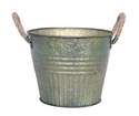 6-Inch Round Venetian Green Planter With Rope Handles 