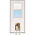 32-Inch X 80-Inch Fiberglass Half Lite with Mini Blinds Left Hand Exterior Door with Brickmould And Pet Door