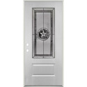 36-Inch X 80-Inch Fiberglass Textured 3/4 Lite Patina Star Left Hand Prehung Exterior Door