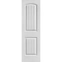 24 x 80 x 1-3/8-Inch RH 2-Panel Round Top Plank Primed Prehung Interior Door