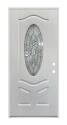 36-Inch X 80-Inch Left-Hand Double Bore Oval Lite Patina Glass Pattern Fiberglass Door